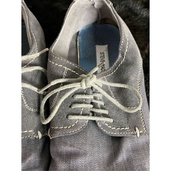 Steve Madden Shoes Mens 9 Sirius Casual Oxford Gray Fabric Lace Up Low Top - Picture 2 of 7